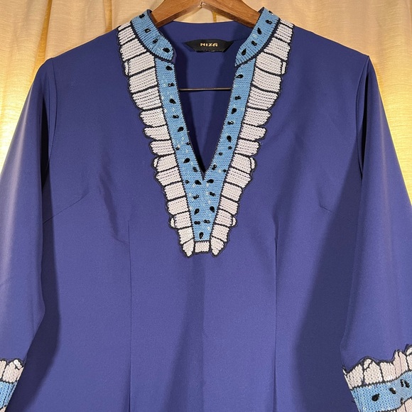 Niza Retro style navy blue sequin beaded cocktail dress size 12 - Picture 6 of 6